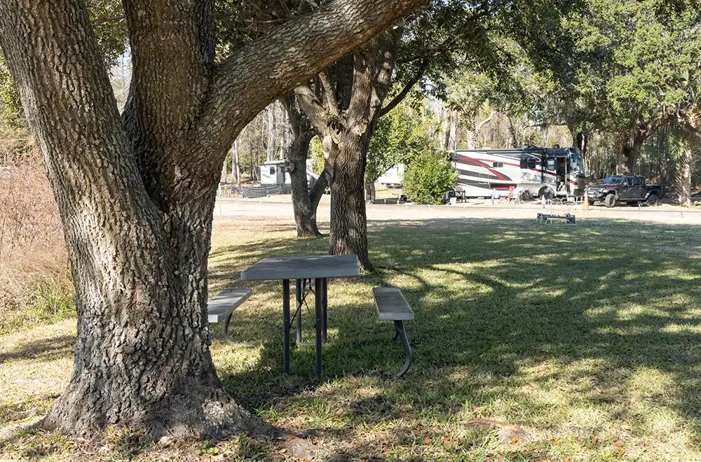 bench in rv park